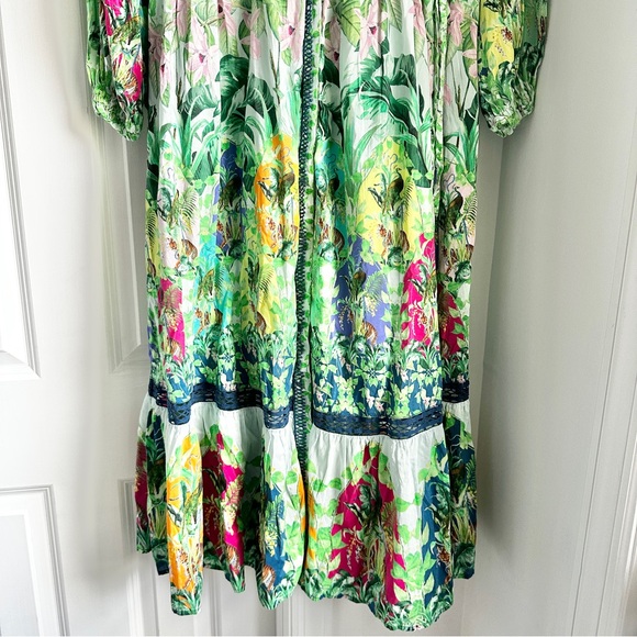Anthropologie Long-Sleeve Printed Maxi Shirt Dress Jungle Print - Picture 11 of 14